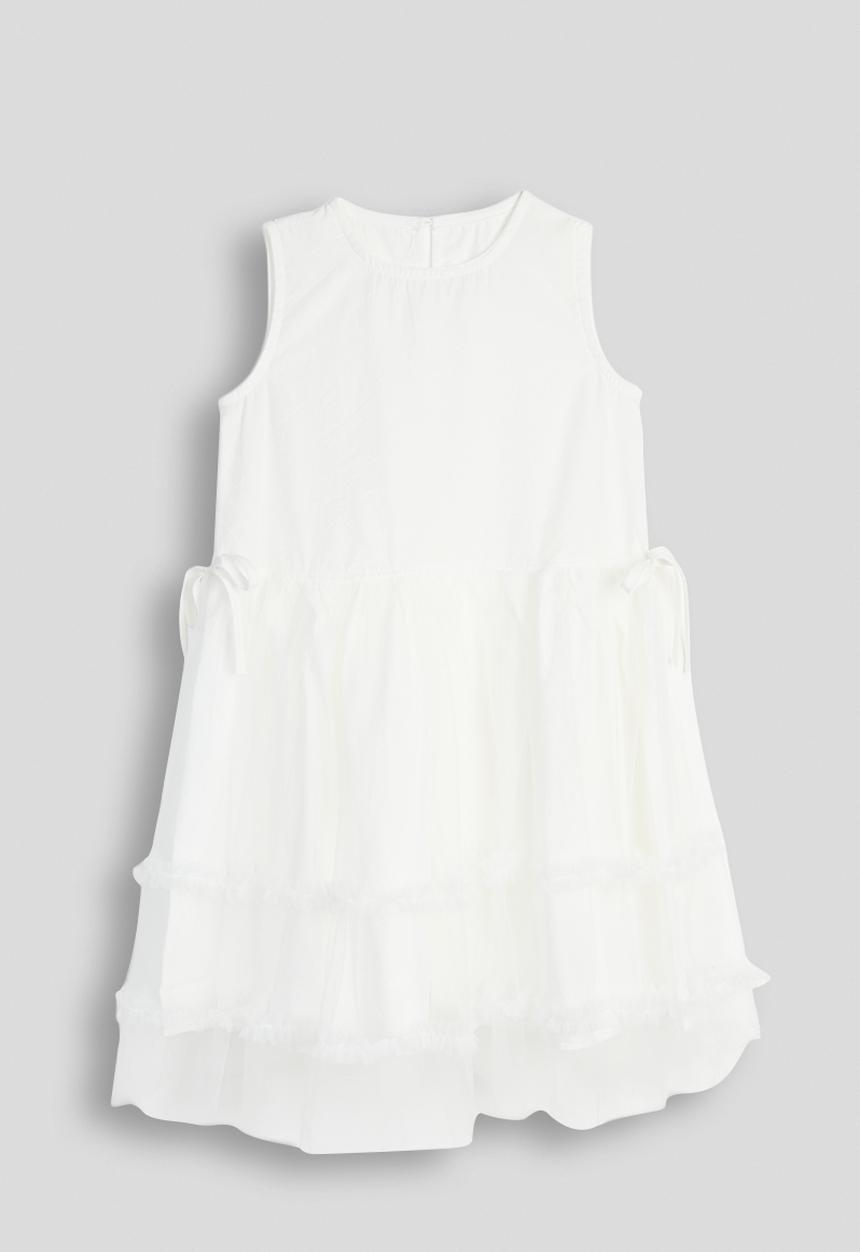 Pop Candy - Sheer skirt overlay dress - white