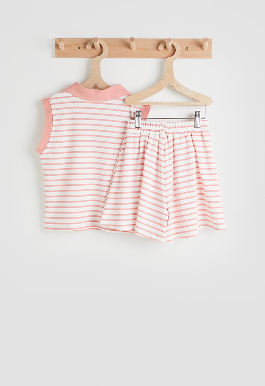 Pop Candy - Sleeveless golf shirt & shorts - pink stripe