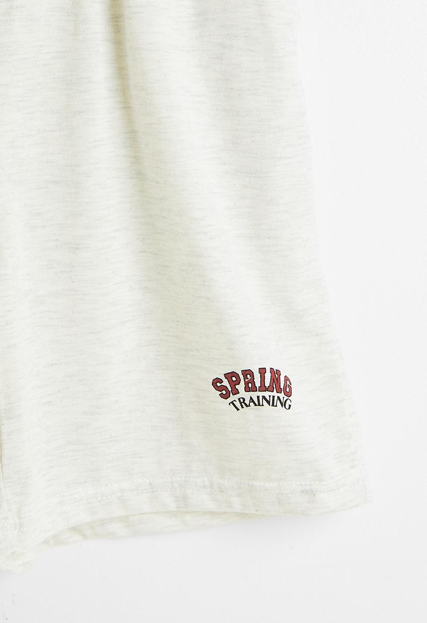 Pop Candy - Slogan dropped shoulder tee & shorts - ivory