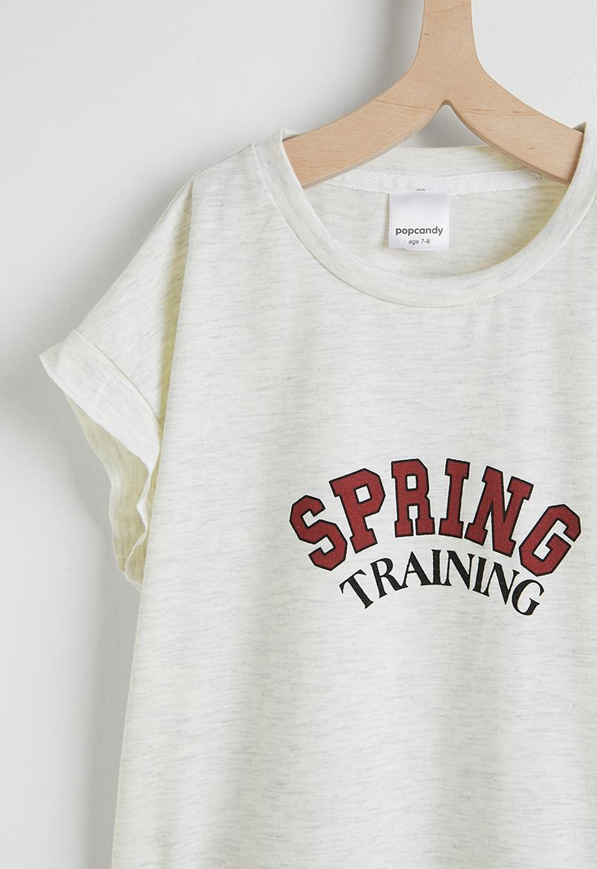 Pop Candy - Slogan dropped shoulder tee & shorts - ivory