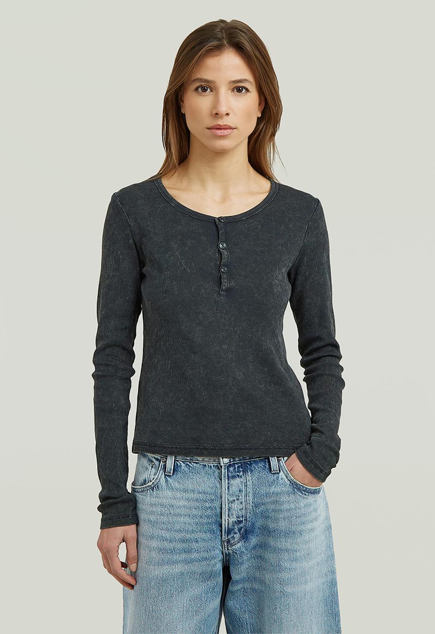 G-STAR - Vintage slim henley t l\s wmn - dk legion blue gd