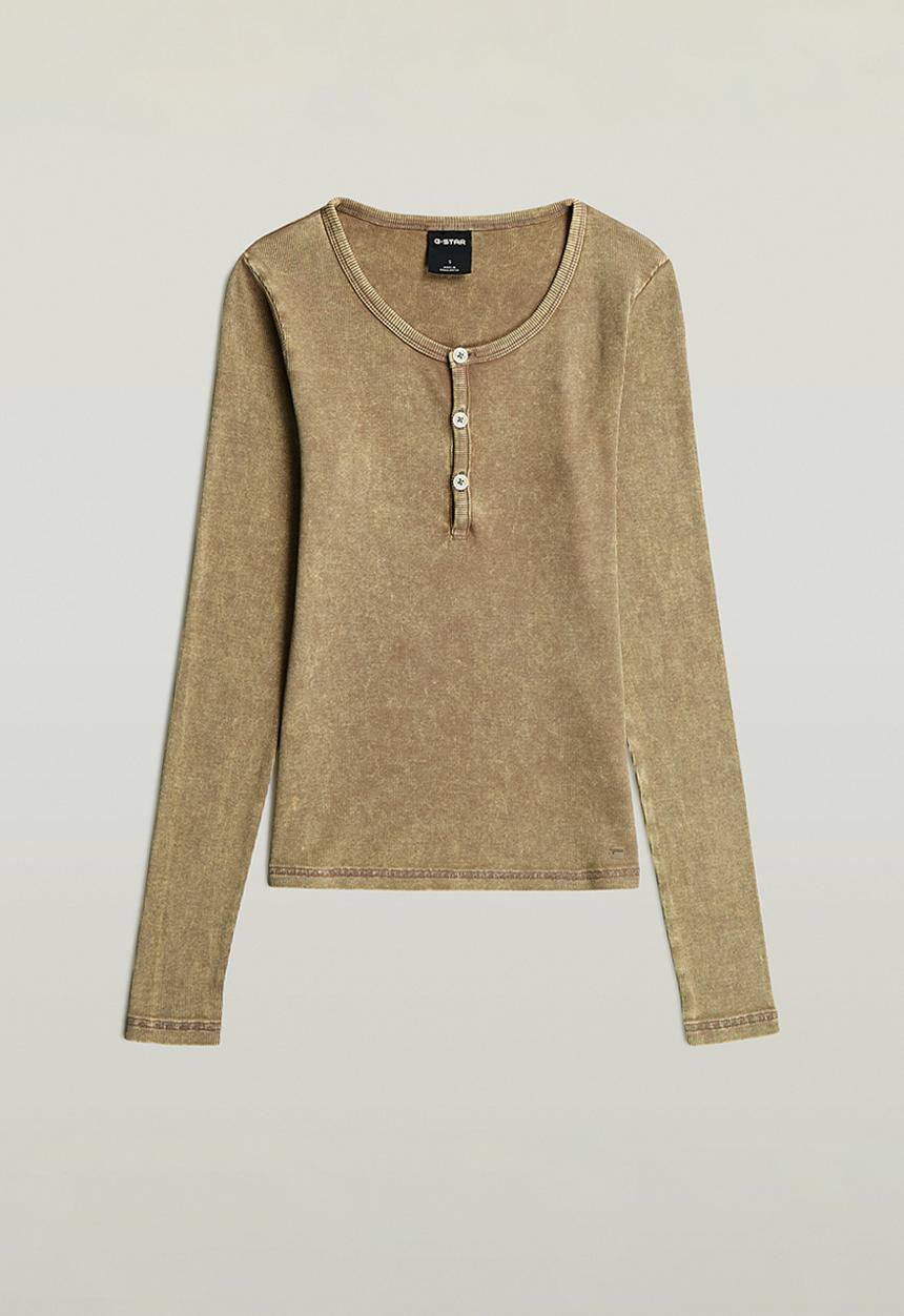 G-STAR - Vintage slim henley t l\s wmn - fossil gd