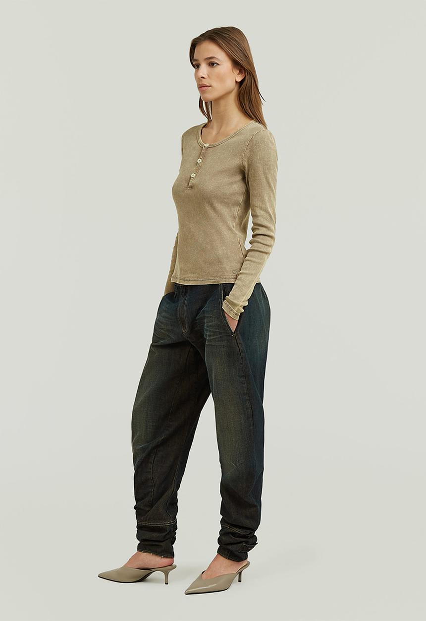 G-STAR - Vintage slim henley t l\s wmn - fossil gd