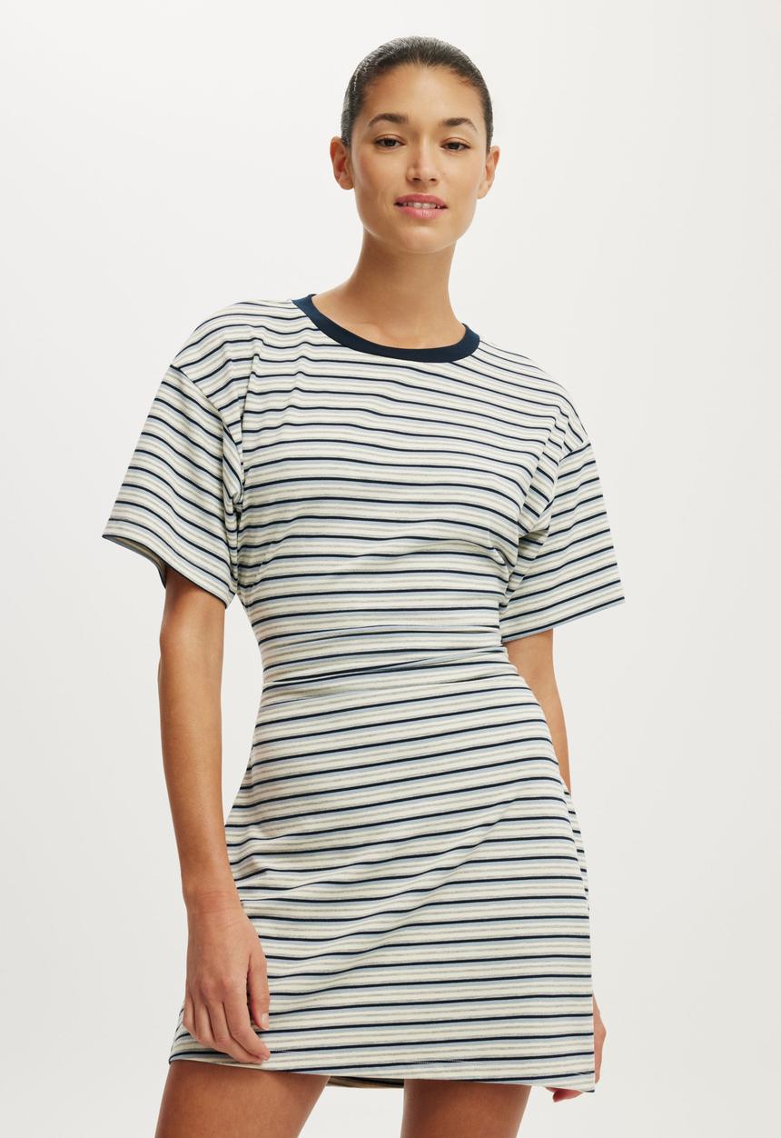 Cotton On - Boxy Tuck T-shirt Mini Dress - Esme Stripe 
