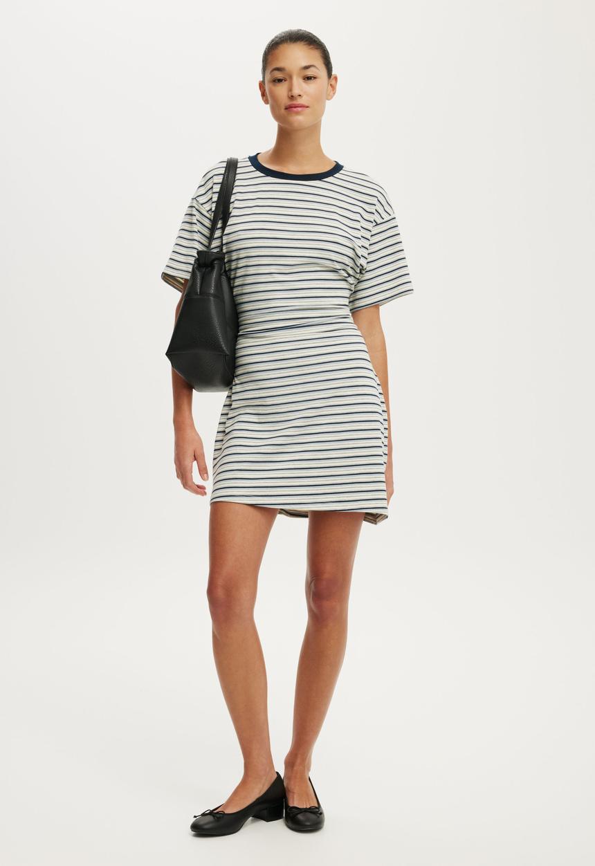 Cotton On - Boxy Tuck T-shirt Mini Dress - Esme Stripe 