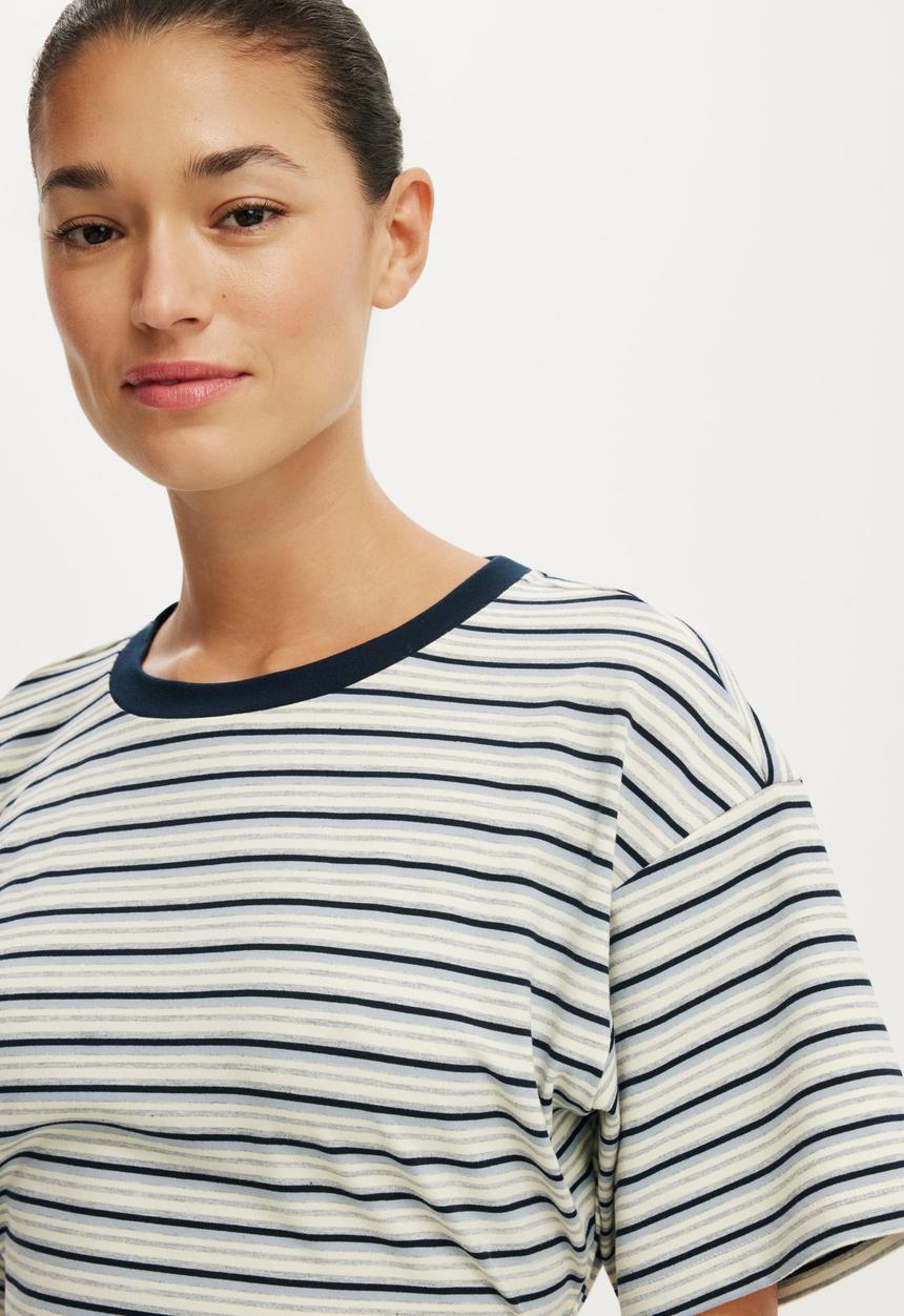 Cotton On - Boxy Tuck T-shirt Mini Dress - Esme Stripe 