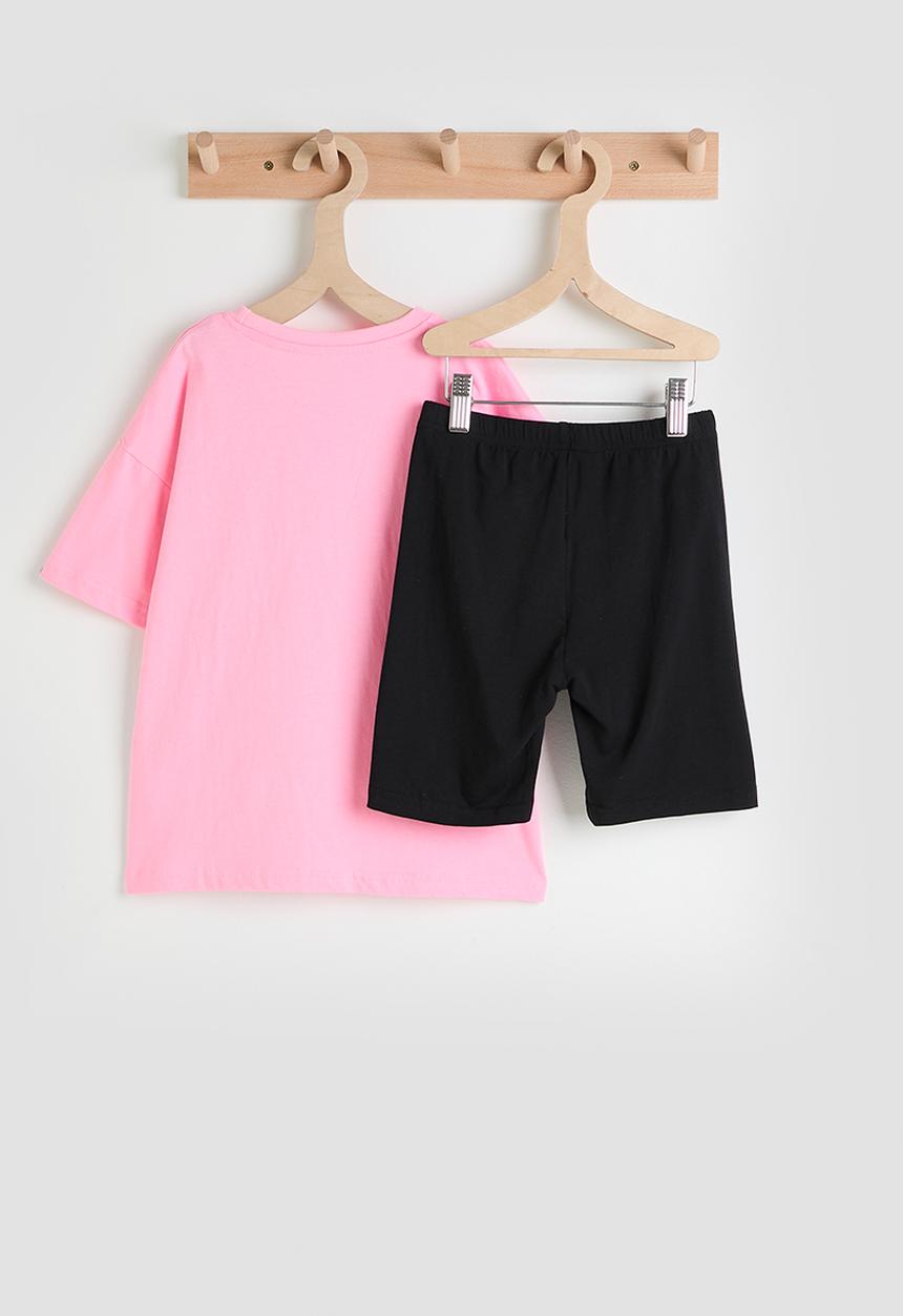 Pop Candy - Unicorn graphic tee & shorts - pink/black
