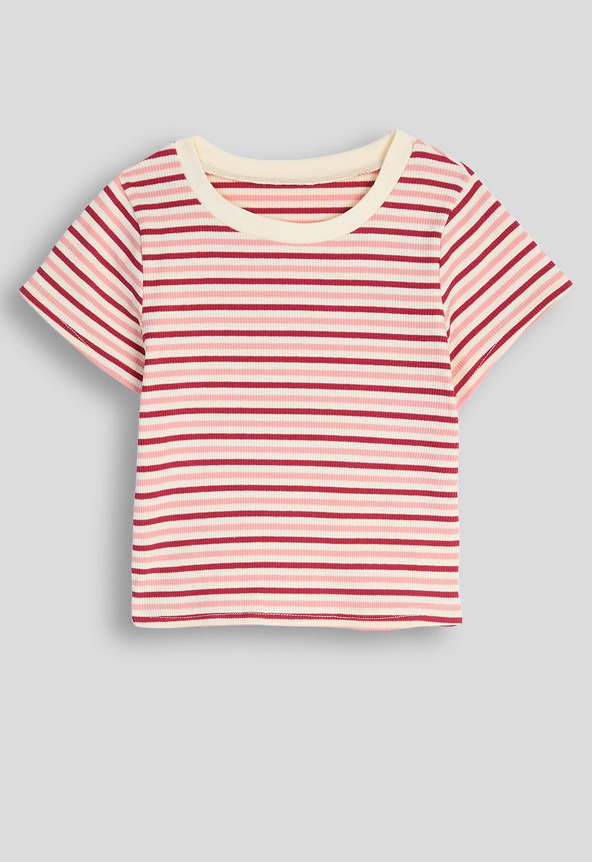 Pop Candy - Striped ribbed tee - red/pink