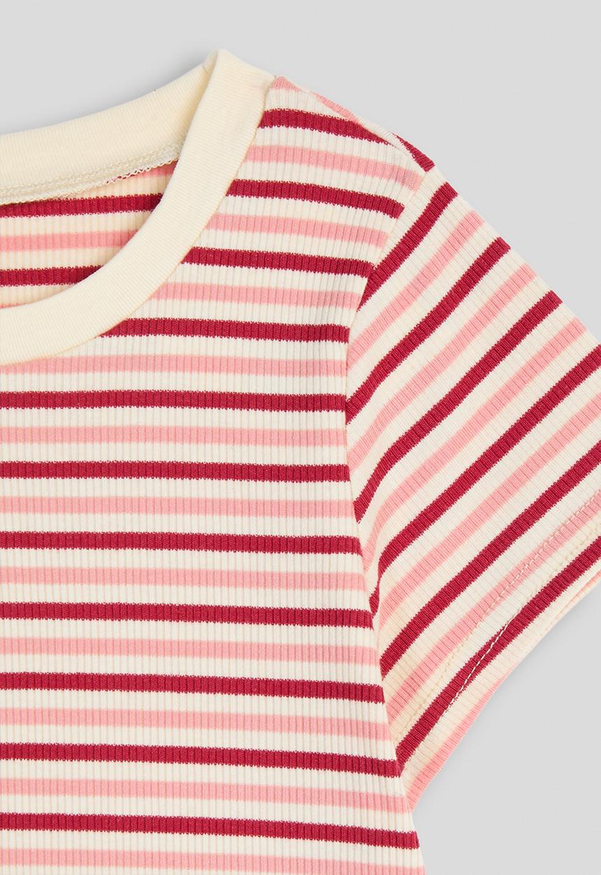 Pop Candy - Striped ribbed tee - red/pink