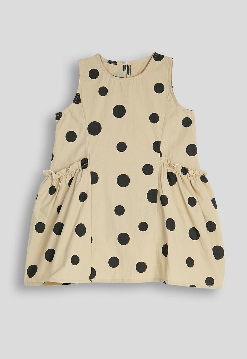 Pop Candy - Macro dot printed dress with stylized pockets - cappucino