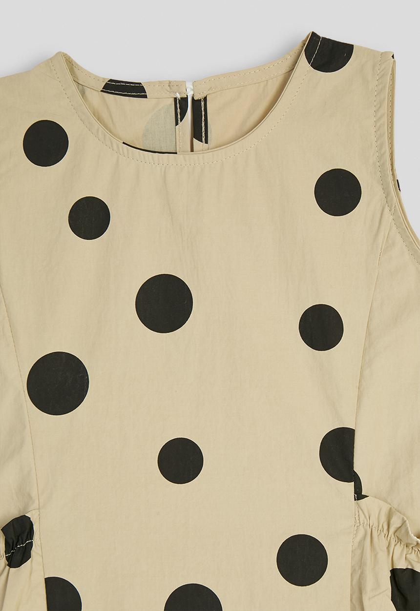 Pop Candy - Macro dot printed dress with stylized pockets - cappucino