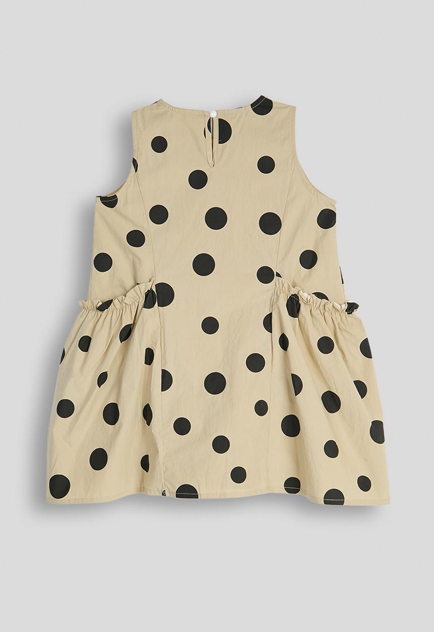 Pop Candy - Macro dot printed dress with stylized pockets - cappucino