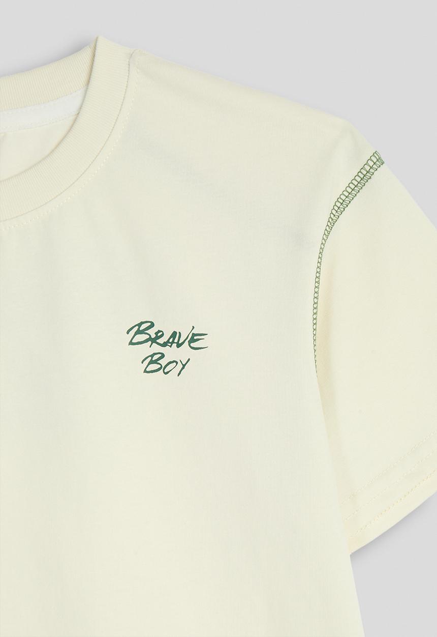 Pop Candy - Slogan tee - off white & green