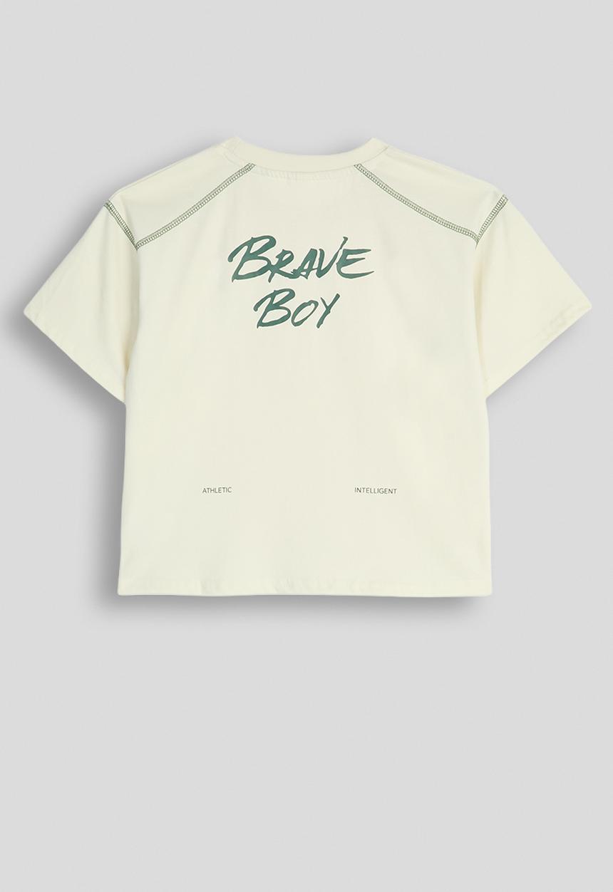Pop Candy - Slogan tee - off white & green