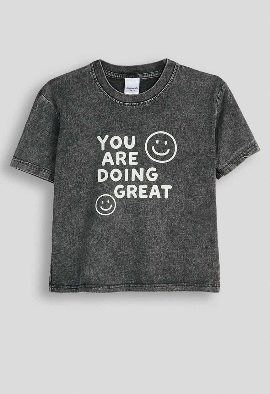 Pop Candy - Slogan distressed tee - dark grey