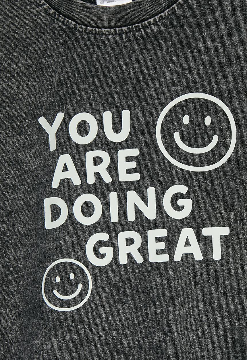 Pop Candy - Slogan distressed tee - dark grey