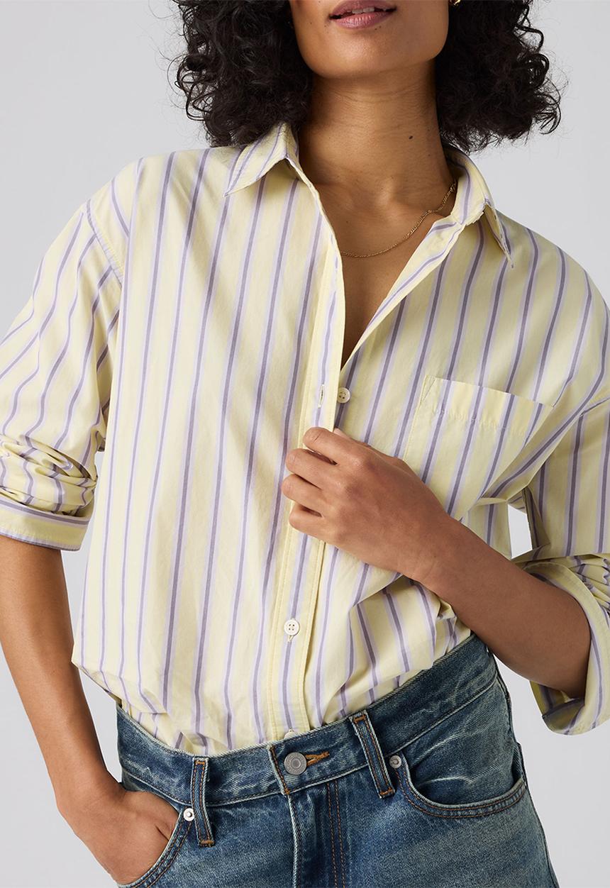 Levi’s® - Harlie Boyfriend Shirt - Costanza Stripe French Vanilla Poplin