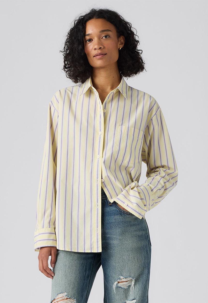 Levi’s® - Harlie Boyfriend Shirt - Costanza Stripe French Vanilla Poplin
