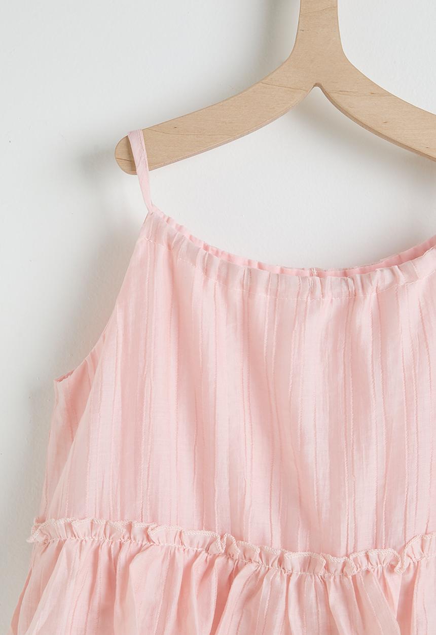 Pop Candy - Sheer ruffled hem cami & wide leg pants - pink