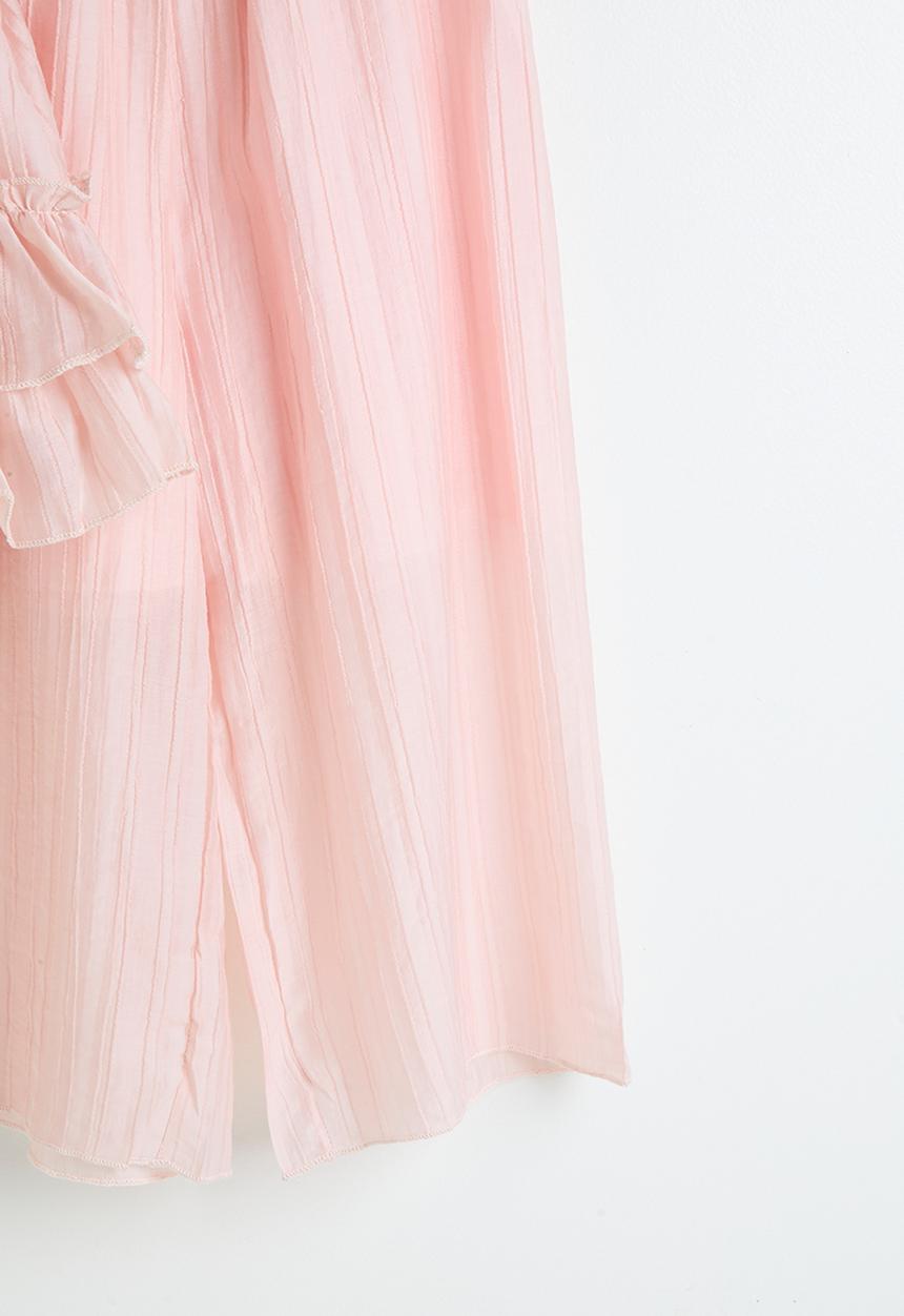 Pop Candy - Sheer ruffled hem cami & wide leg pants - pink