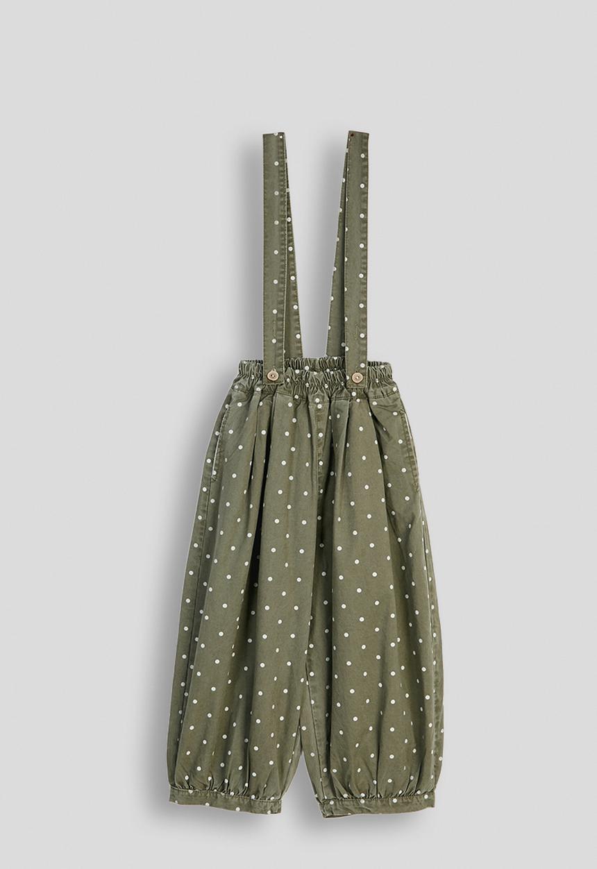 Pop Candy - Polka dot dungarees - sage