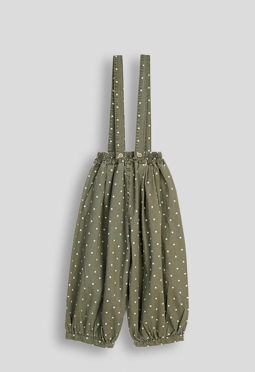 Pop Candy - Polka dot dungarees - sage