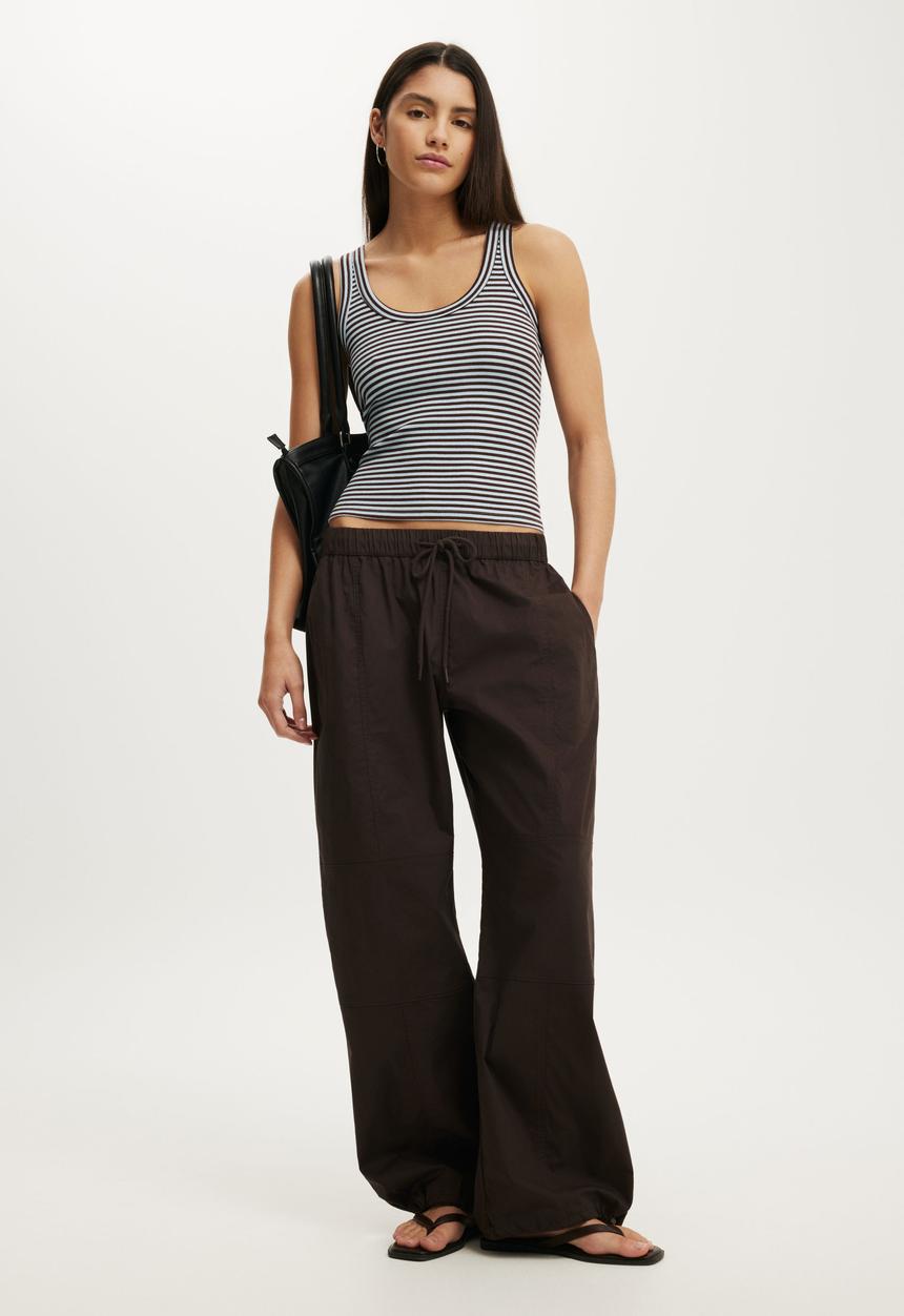 Cotton On - Blake Rib Scoop Tank - Madi Stripe Seaside Blue/Dark Oak