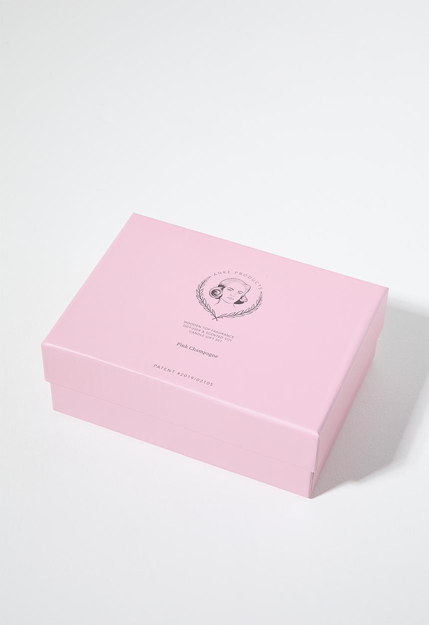 Anke Products - Pink champagne diffuser & candle gift set