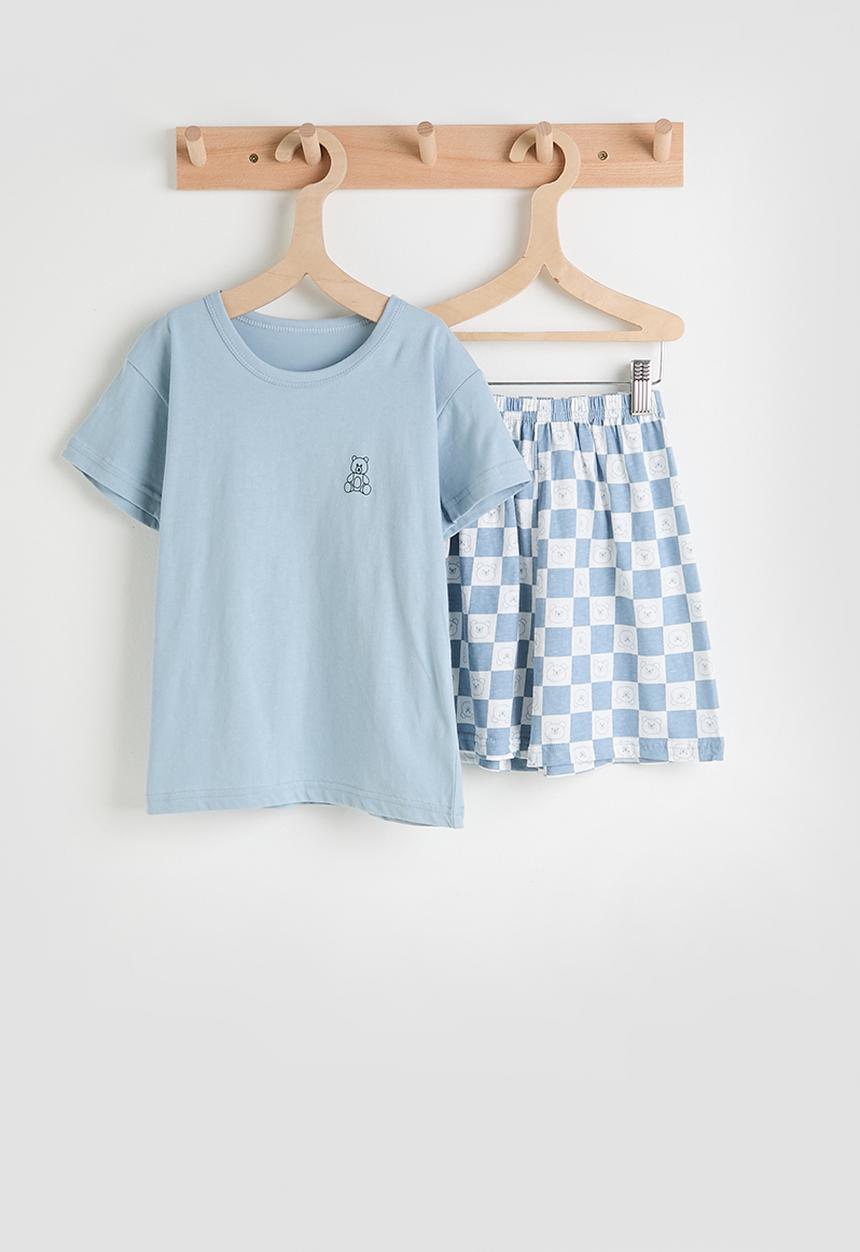 Pop Candy - Tee & printed shorts - powder blue