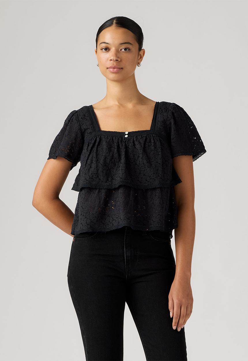 Levi’s® - Dom Short sleeve Lace Blouse - Anthracite Night Lace