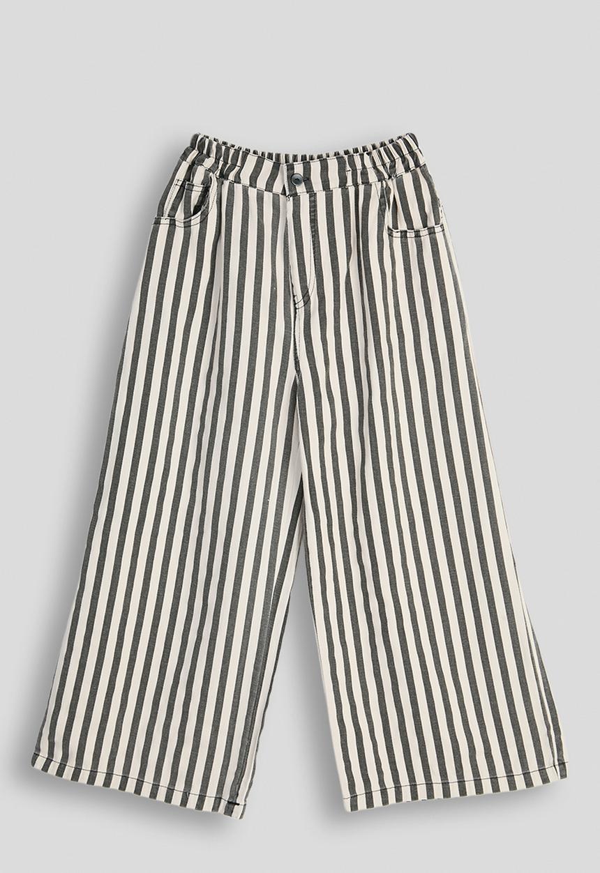 Pop Candy - Striped wide leg pants - black
