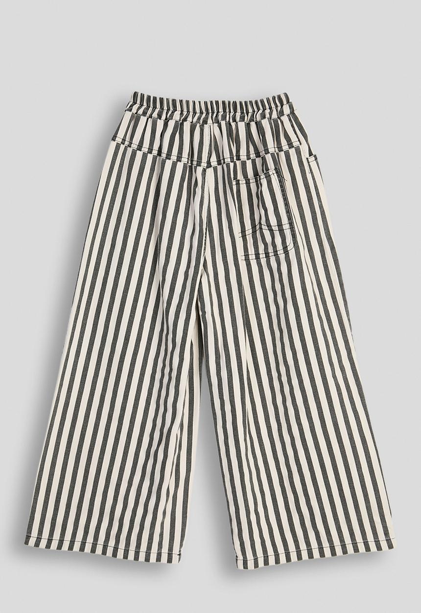 Pop Candy - Striped wide leg pants - black