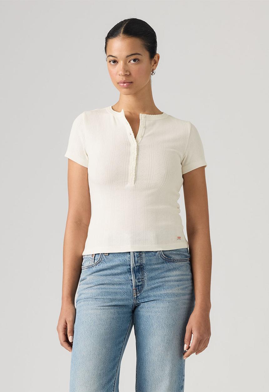 Levi’s® - Dry Goods Pointelle Short sleeve Henley - Egret