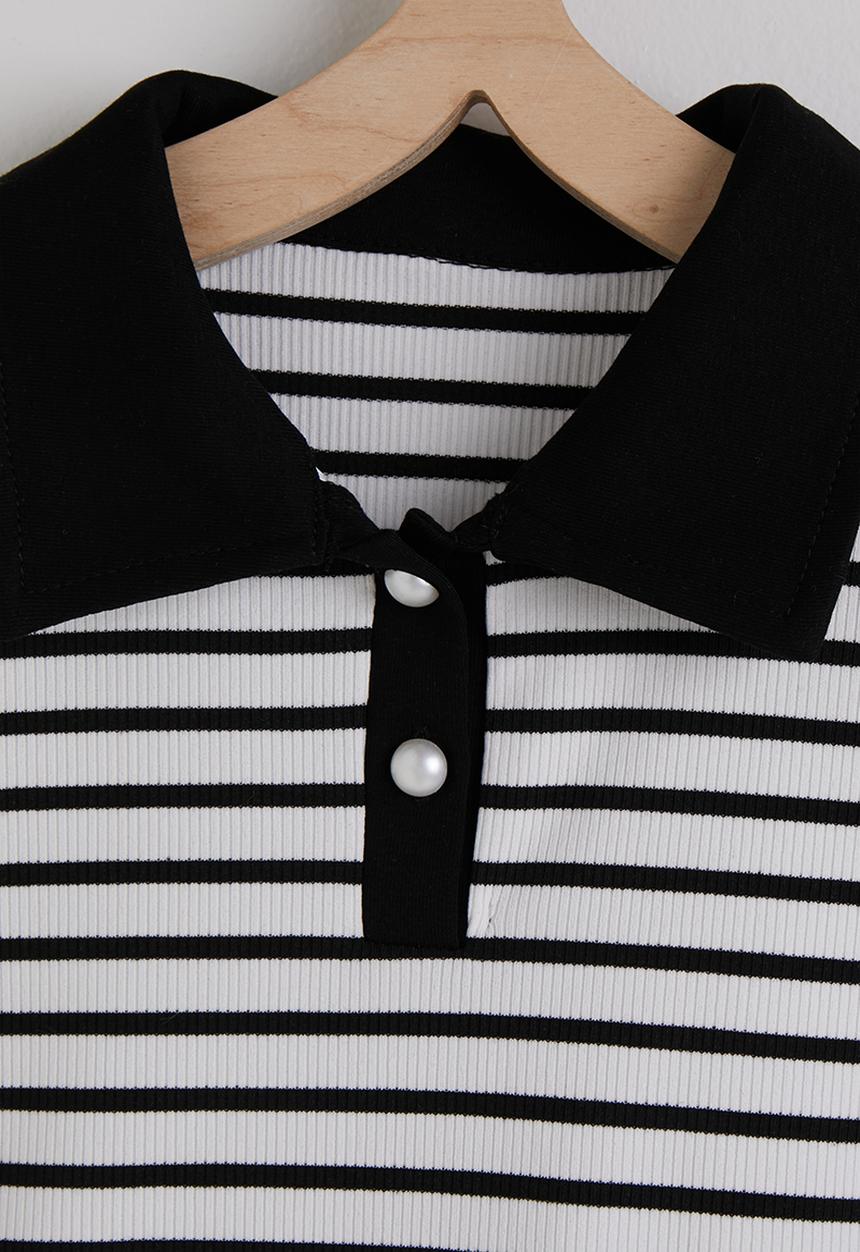 Pop Candy - Sleevless golf shirt & shorts - black stripe