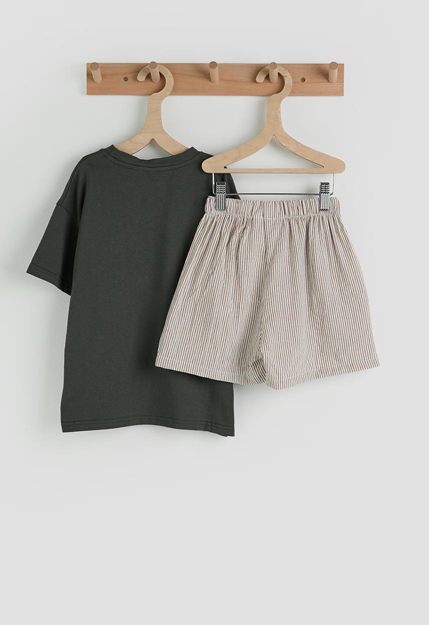 Pop Candy - Puppy placement tee & shorts - brown/beige