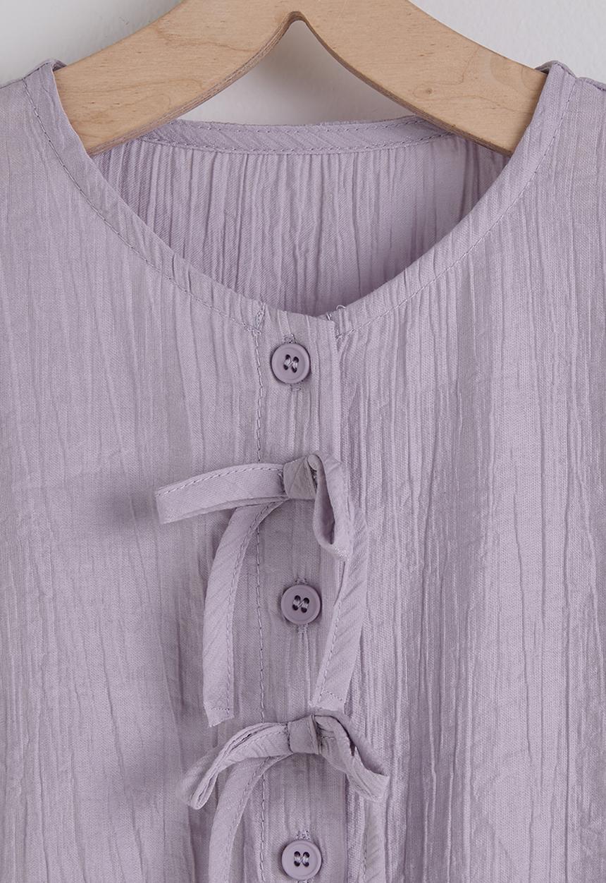 Pop Candy - Puff sleeve button closure blouse & gathered skirt - lavender