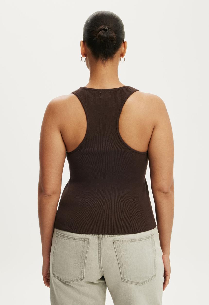 Cotton On - Double Knit Tank - Dark Oak