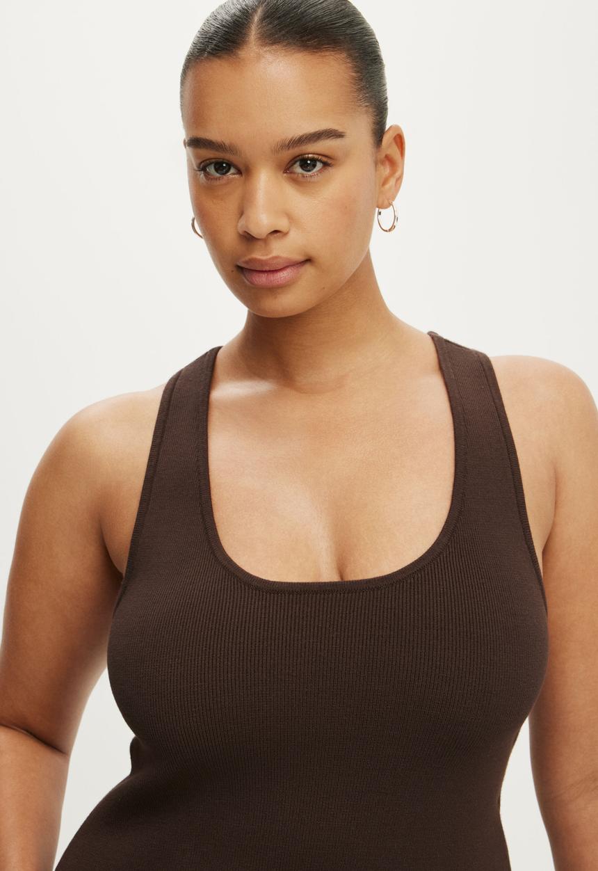 Cotton On - Double Knit Tank - Dark Oak