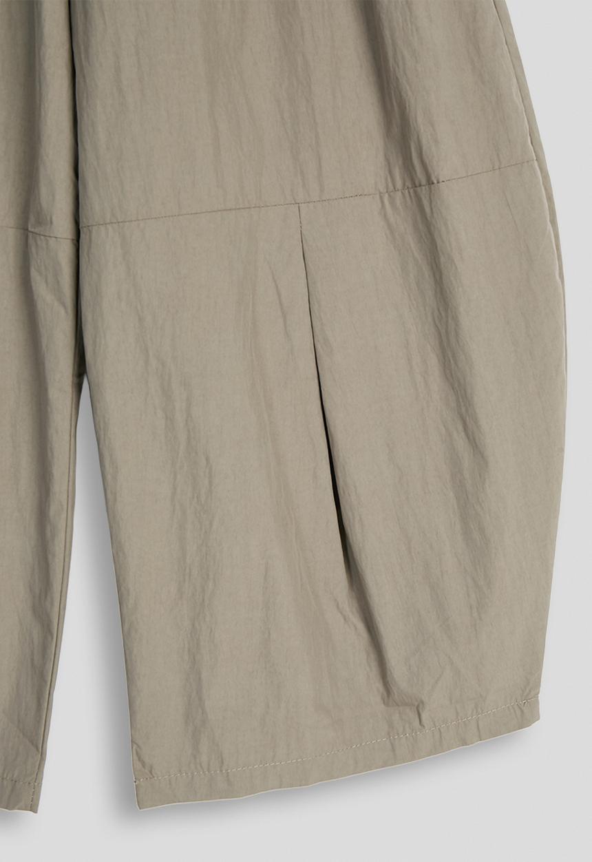 Pop Candy - Pleated barrel wide-leg trousers with waist ruffle - taupe