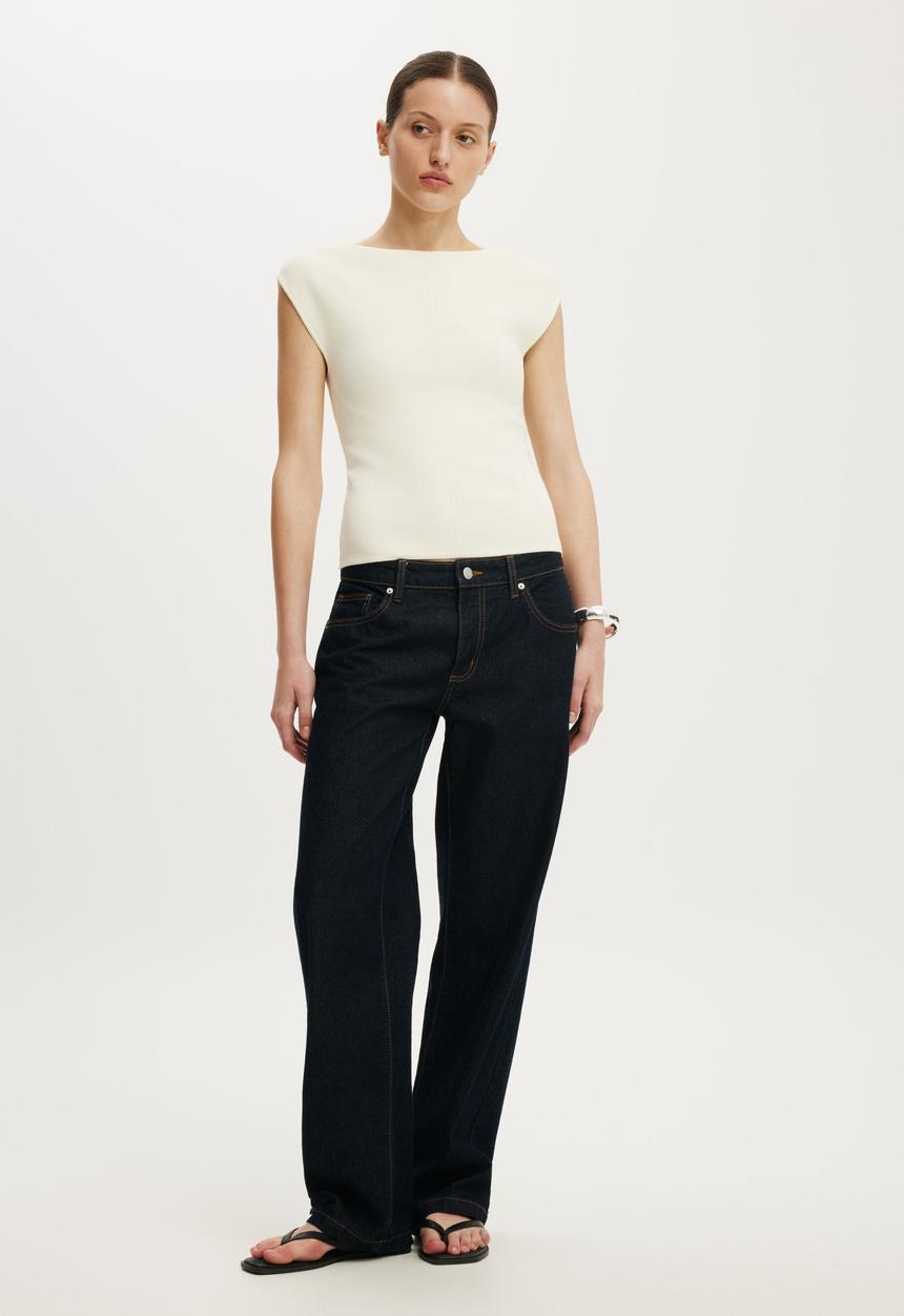 Cotton On - Double Knit Boat Neck - Porcelain