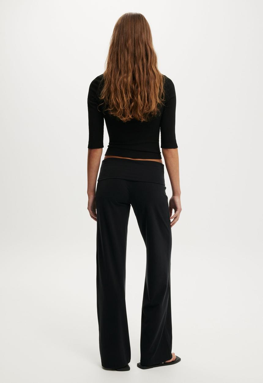 Cotton On - Honey Fold Over Pant - Black