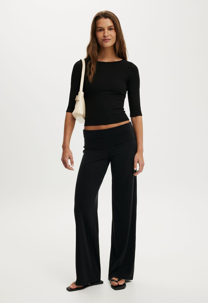Cotton On - Honey Fold Over Pant - Black