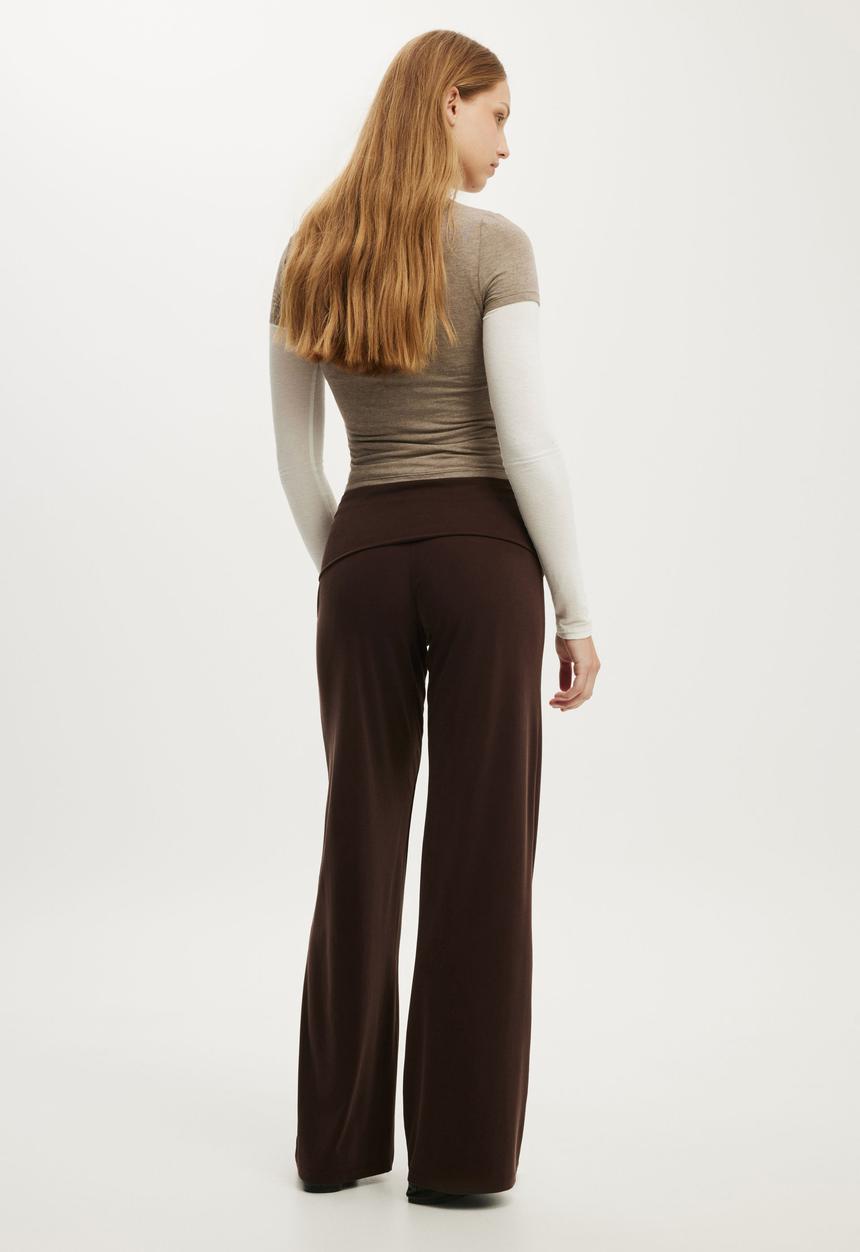 Cotton On - Honey Fold Over Pant - Dark Oak