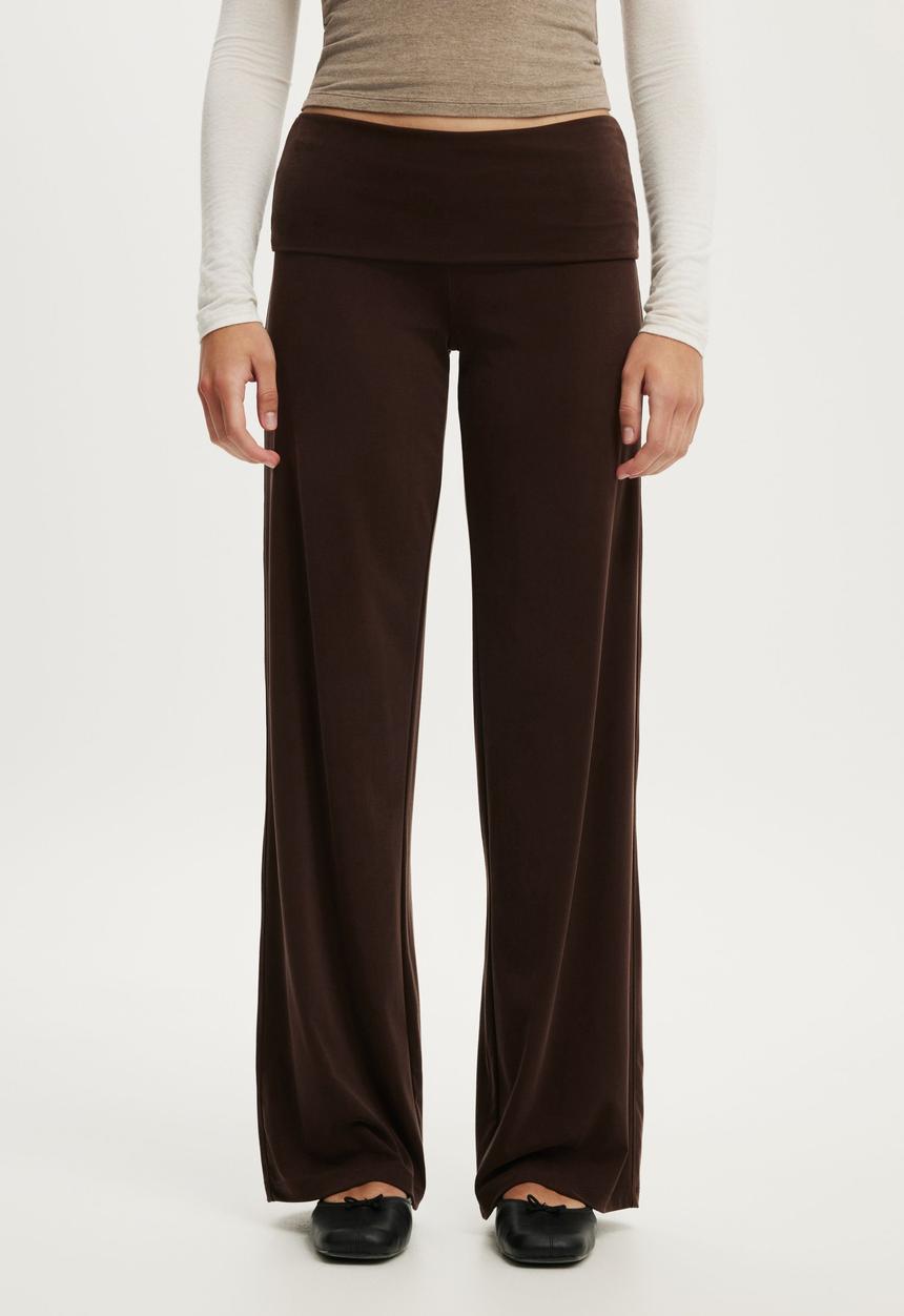 Cotton On - Honey Fold Over Pant - Dark Oak