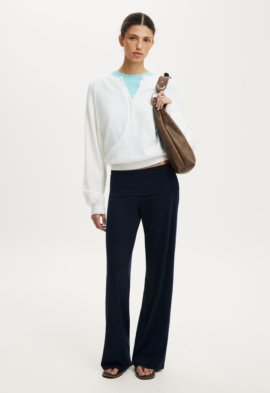 Cotton On - Honey Fold Over Pant - Total Eclipse