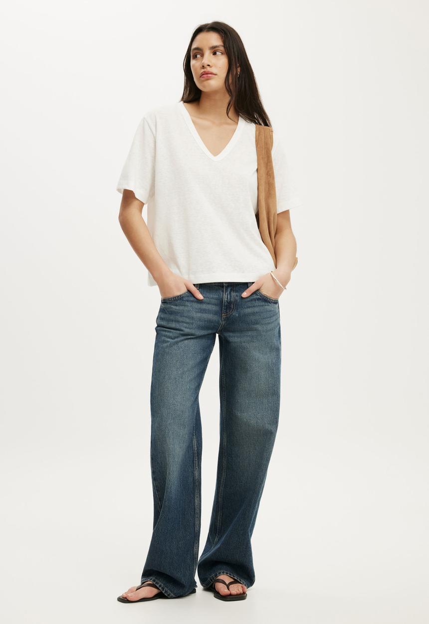 Cotton On - The Slub V Neck Tee - Vintage White