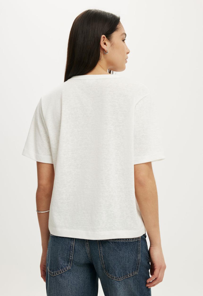 Cotton On - The Slub V Neck Tee - Vintage White