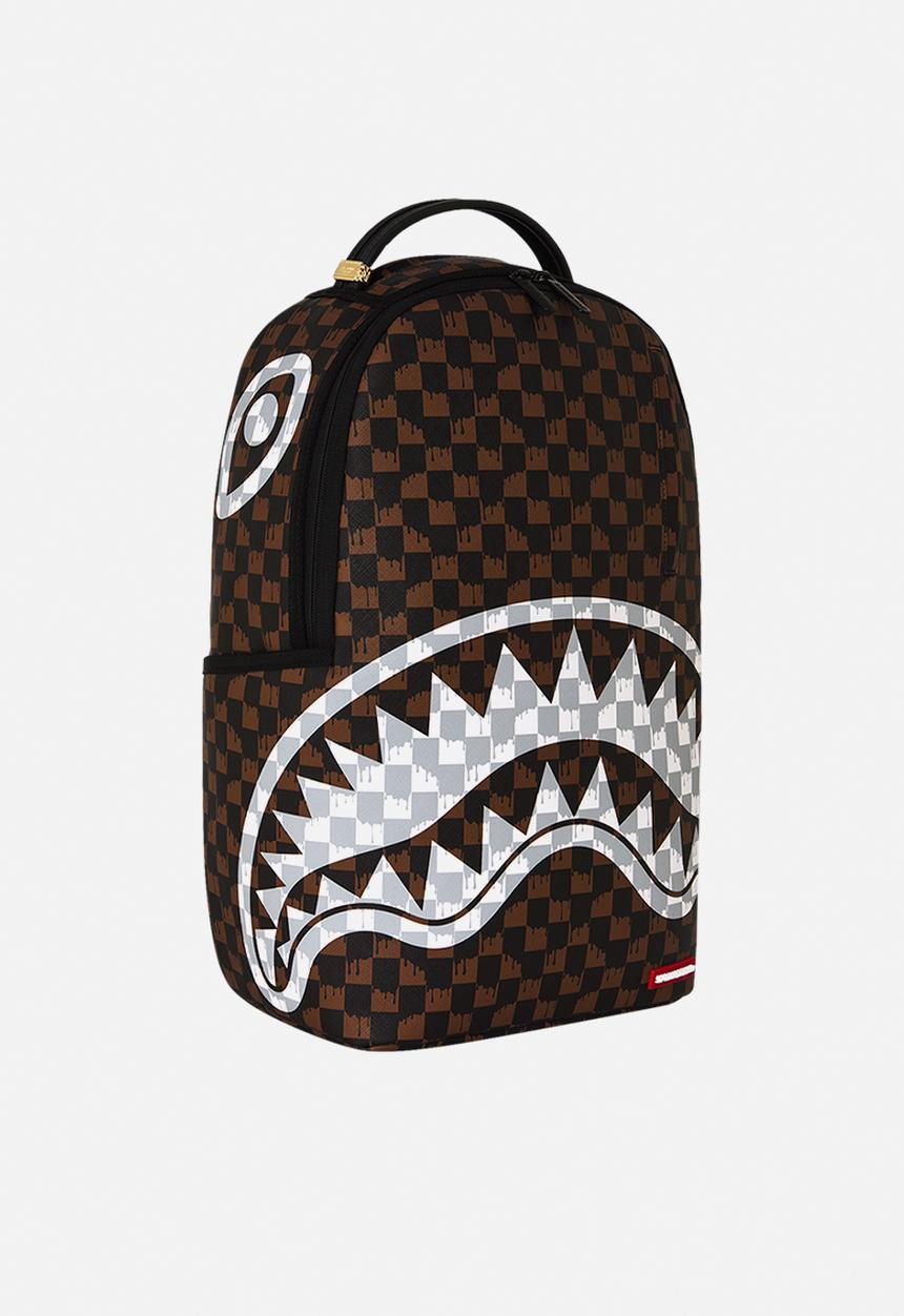 Sprayground - Brown And Cream Drip Check Shark Backpack - Brown