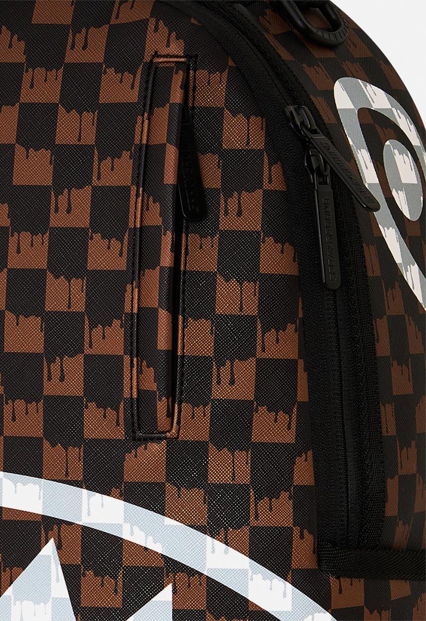 Sprayground - Brown And Cream Drip Check Shark Backpack - Brown