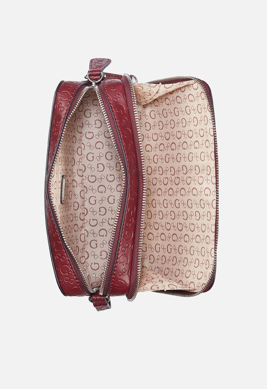 GUESS - Lisa Mini Double Zip Crossbody - Dark Cherry